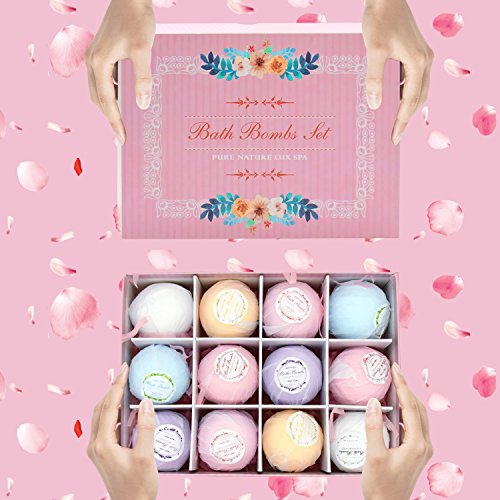 LOBKIN Set de regalo de 12x80g bombas de baño, Productos de Baño Imprescindibles, Baño de Burbujas, Sales de Baño.Regalo ideal para mujeres Niñas y niños adolescentes