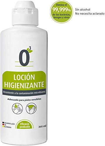 Loción Higienizante de Manos y Superficies a Base de Hipoclorito de Sodio y Ácido Hipocloroso, Adecuado para Pieles Sensibles. Fórmula Testada Dermatológicamente y de Eficacia Probada, 360 ml
