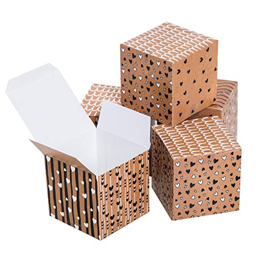Logbuch-Verlag - Caja de cartón pequeña con forma de corazón, 7 x 7 cm, color marrón, negro y blanco 50 unidades