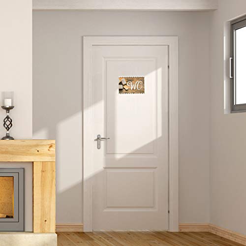 Logbuch-Verlag – Cartel para puerta de inodoro con aspecto de madera vintage, marrón, blanco, rectangular, 14,8 x 10,5 cm, incluye adhesivos neutros