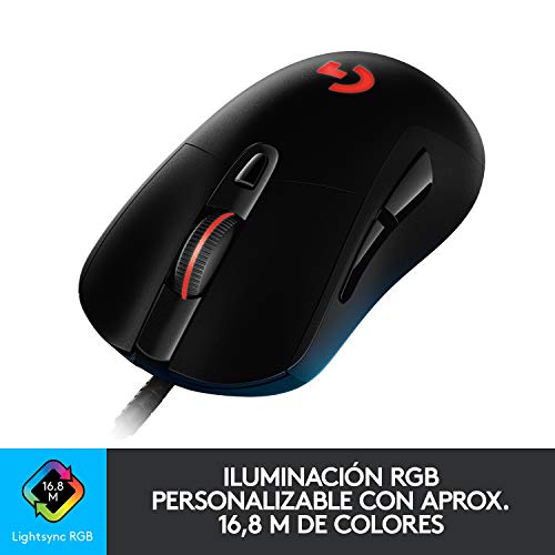 Logitech G403 Lightspeed Ratón Gaming, Captor HERO 16.000 DPI, Pesos Ajustables, 6 Botones Programables, Memoría Integrada, Compatible con PC/Mac, Negro