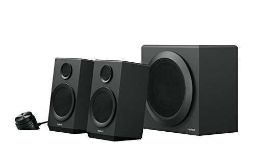 Logitech Z333 2.1 Sistema de Altavoces con Subwoofer, Sonido Impactante, 80 Vatios de Pico, Graves Potentes, Entradas de 3.5 mm/RCA, Enchufe EU, PC/PS4/Xbox/TV/Móvil/Tablet, Negro