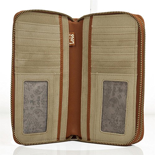 Lois - Billetero de Mujer. Cartera Monedero y Tarjetero. Gran Capacidad. Tarjetas Documentación DNI y Billetes. Caja para Regalo. Práctico y Completo. Diseño y Calidad. 91717, Color Kaki