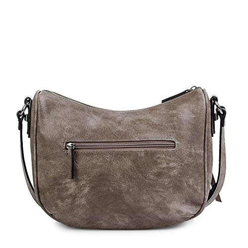Lois - Bolso Bandolera para Mujer Pequeño Tipo Góndola. Cuero PU y Remaches. para Diario Paseo Vestir o Fin de Semana. Calidad Diseño Estilo Y Moda. Marca Original. 94656, Color Marron