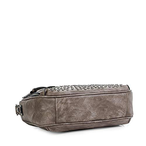 Lois - Bolso Bandolera para Mujer Pequeño Tipo Góndola. Cuero PU y Remaches. para Diario Paseo Vestir o Fin de Semana. Calidad Diseño Estilo Y Moda. Marca Original. 94656, Color Marron