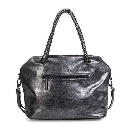 Lois - Bolso con Asas de Mujer Tamaño Mediano. Cuero PU Serpiente Efecto Metálico. Ideal para Paseo Vestir o Compras. Práctico y Cómodo. Diseño Elegante Marca y Calidad. 94547, Color Metalizado