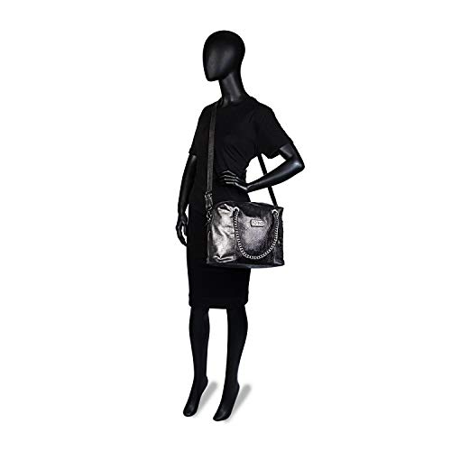 Lois - Bolso con Asas de Mujer Tamaño Mediano. Cuero PU Serpiente Efecto Metálico. Ideal para Paseo Vestir o Compras. Práctico y Cómodo. Diseño Elegante Marca y Calidad. 94547, Color Metalizado