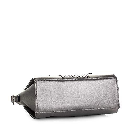 Lois - Bolso de Mujer de Mano Tipo Bowling. 2 Asas y Bandolera. Cuero PU y Hebillas. Elegante Resistente Cómodo y Práctico. Marca de Calidad y Diseño 95831, Color Metal