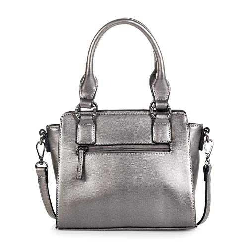 Lois - Bolso de Mujer de Mano Tipo Bowling. 2 Asas y Bandolera. Cuero PU y Hebillas. Elegante Resistente Cómodo y Práctico. Marca de Calidad y Diseño 95831, Color Metal