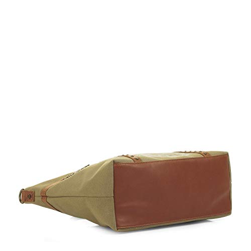 Lois - Bolso de Mujer Grande Tipo Shopping. Asas de Mano Largas. Ideal para Viaje Compras o Paseo. Muy Amplio. Resistente Elegante y de Calidad. Lona Estmpada. 91732, Color Kaki
