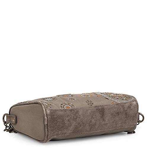 Lois - Bolso de Mujer Pequeño Bandolera. Lona y Cuero PU. Uso Diario o Fin de Semana. Rectangular. Resistente Ligero Cómodo y Práctico. Calidad Diseño Estilo y Marca. 304479, Color Marron