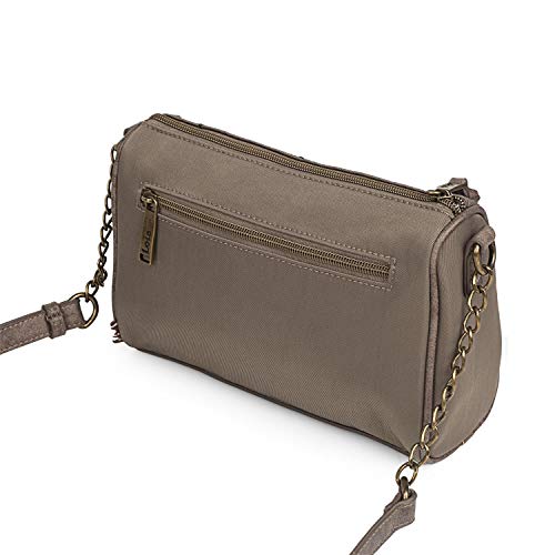 Lois - Bolso de Mujer Pequeño Bandolera. Lona y Cuero PU. Uso Diario o Fin de Semana. Rectangular. Resistente Ligero Cómodo y Práctico. Calidad Diseño Estilo y Marca. 304479, Color Marron