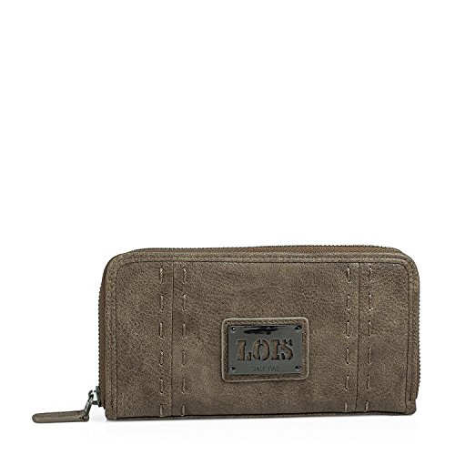 Lois - Cartera de Mujer Grande. Billetero Monedero. Tarjetas Documentación Billetes DNI. Cuero PU. Caja para Regalo. Resistente y Práctica. Diseño Elegante. Calidad Marca. 93001, Color Marron