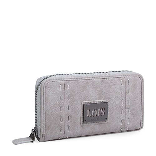 Lois - Cartera de Mujer Grande. Billetero Monedero. Tarjetas Documentación Billetes DNI. Cuero PU. Caja para Regalo. Resistente y Práctica. Diseño Elegante. Calidad Marca. 93001, Color Marron