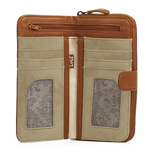 Lois - Cartera Grande de Mujer. Billetero Monedero y Tarjetero. Gran Capacidad. Tarjetas Documentación DNI y Billetes. Caja para Regalo. Práctico y Completo. Marca. 91718, Color Kaki