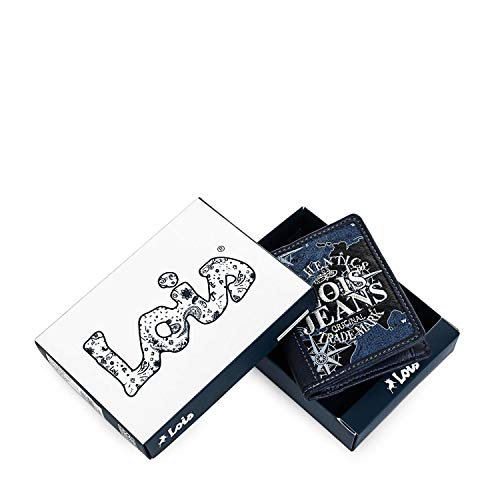 Lois - Cartera Juvenil Chico de Lona Estampada. Vertical. Billetero Monedero Tarjetero Porta Monedas. Compartimentos Tarjetas Documentación y Billetes. Caja Regalo. 12720, Color Azul