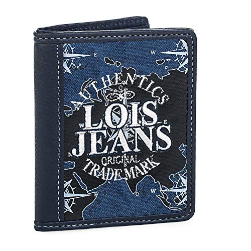 Lois - Cartera Juvenil Chico de Lona Estampada. Vertical. Billetero Monedero Tarjetero Porta Monedas. Compartimentos Tarjetas Documentación y Billetes. Caja Regalo. 12720, Color Azul
