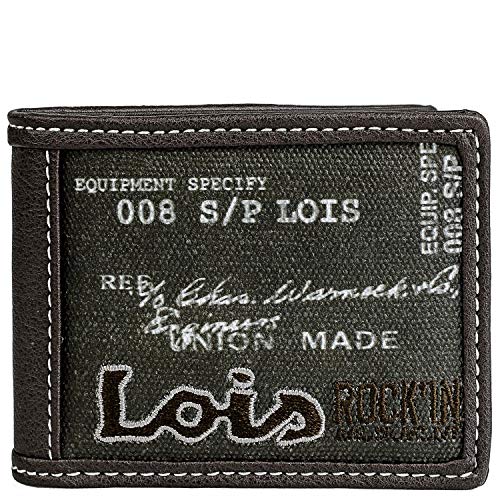 Lois - Cartera Juvenil de Chico. Lona Estampada. Billetero. Muchos Compartimentos: Monedas Tarjetas Billetes DNI Carnet. Caja para Regalo Diseño Joven 201901, Color Marron