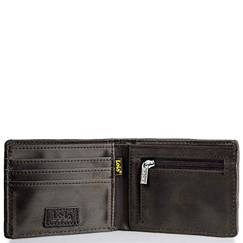 Lois - Cartera Juvenil de Chico. Lona Estampada. Billetero. Muchos Compartimentos: Monedas Tarjetas Billetes DNI Carnet. Caja para Regalo Diseño Joven 201901, Color Marron