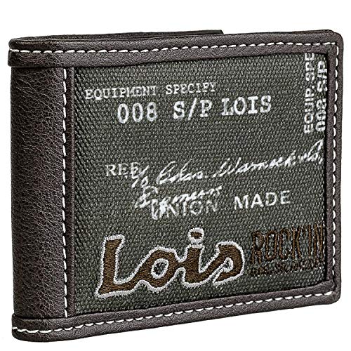 Lois - Cartera Juvenil de Chico. Lona Estampada. Billetero. Muchos Compartimentos: Monedas Tarjetas Billetes DNI Carnet. Caja para Regalo Diseño Joven 201901, Color Marron