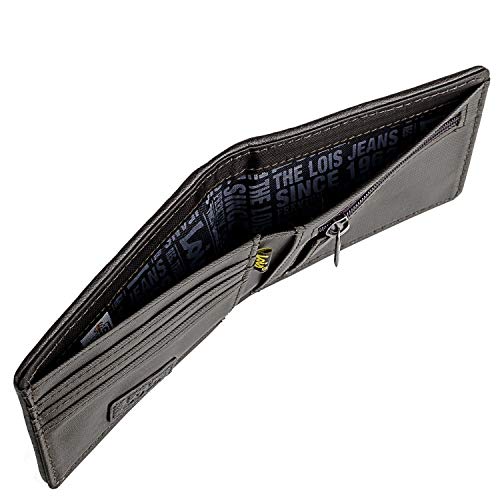 Lois - Cartera Juvenil de Chico. Lona Estampada. Billetero. Muchos Compartimentos: Monedas Tarjetas Billetes DNI Carnet. Caja para Regalo Diseño Joven 201901, Color Marron