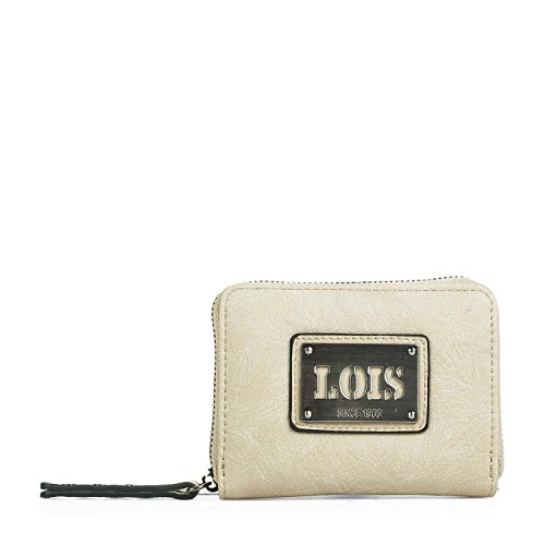 Lois - Monedero de Mujer Pequeño. Cartera Billetero. Monedas Tarjetas Documentación y Billetes. Cuero PU. Práctica y Elegante Calidad Diseño a la Moda. 92726, Color Beige