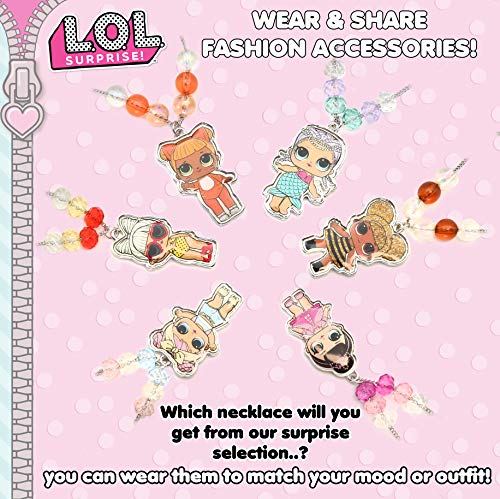 L.O.L. Surprise ! Collar Con Colgantes Para Niñas Con Sus Muñecas LOL Favoritas | Bonita Joyería Con Mini Muñecas Queen Bee, Baby Cat, Fancy, SPF Q.T, Merbaby O Dawn | Selección Sorpresa De 1 Pieza