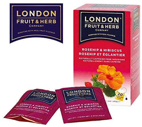 London Fruit & Herb Company Rosa mosqueta e hibisco naturalmente sin cafeína - 1 x 20 bolsitas de té (40 gramos)
