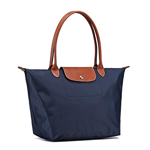 LongchampBolsa Le pliage bolsos mujer,Bolso de hombro de Lona plegable Tote (azul)