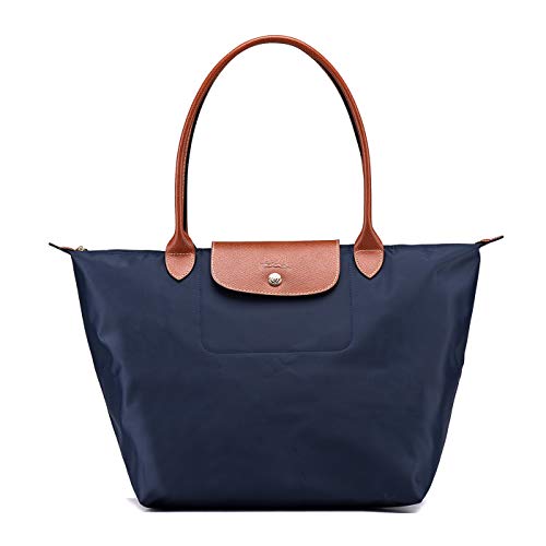 LongchampBolsa Le pliage bolsos mujer,Bolso de hombro de Lona plegable Tote (azul)
