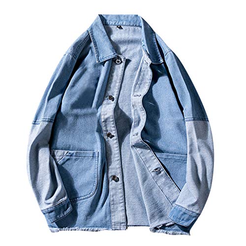 Longra Invierno Otoño Paño Hombre Otoño Tendencia Costura Cárdigan Hombre Outwear Abrigo Chaqueta de Mezclilla Top