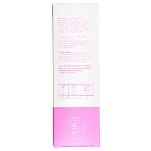 Loovara Set de Copa Menstrual, Detergente Esterilizador, Bolsa | 100% Natural y Vegano | Taza de Goma de Comercio Justo, Sin Silicona, Reutilizable, Suave | 150ml Spray Bio Sanitizante | Talla M