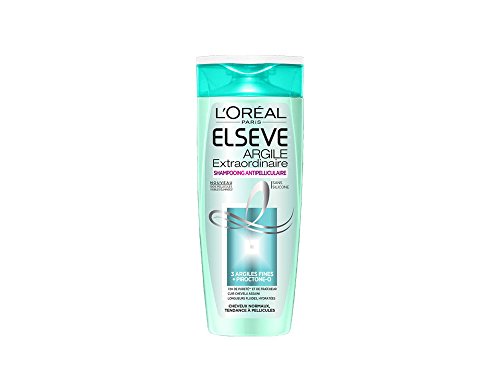 L'Oréal Paris Elsève Champú de arcilla extraordinaria anticaspa, 250 ml, juego de 4 unidades