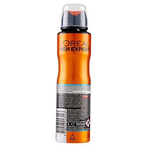 L'Oréal Paris Men Expert Carbon Protect - Desodorante en spray antitranspirante para hombre resistencia térmica, 6 unidades