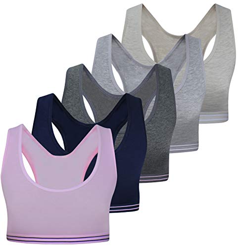 LOREZA 5 Top Interior para niña - Sujetador Deportivo Infantil - Modelo 1 - Pack de 5-10-11 años