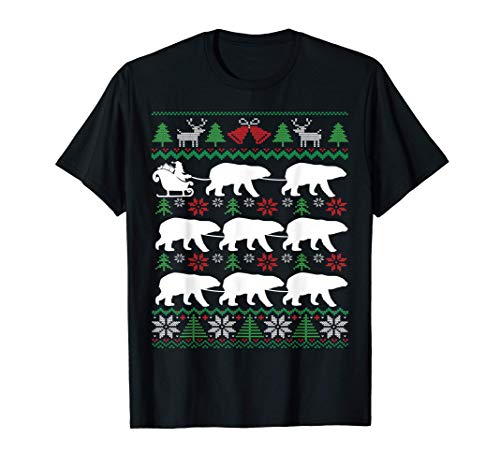 Los osos polares tirando de la Navidad de Santa Polar Bear Camiseta