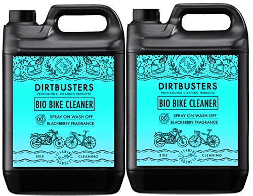 Lot de 2 bidons de 5 l de nettoyant bio pour vélo, moto, cyclomoteur et motocyclette avec micro-organismes et enzymes qui éliminent la boue et les saletés - Pour un nettoyage écologique puissant des vélos tous terrains et des motocyclettes - Parfumé à la 