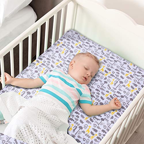 Lote 2 Sabanas Cuna 140x70x15cm, Momcozy Protector Colchon/Cubre Cunas Bebe/Aabanas Cama 100% Algodón. Ajustables con Gomas