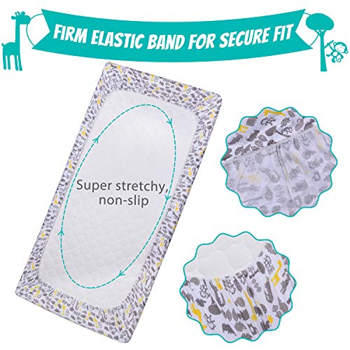 Lote 2 Sabanas Cuna 140x70x15cm, Momcozy Protector Colchon/Cubre Cunas Bebe/Aabanas Cama 100% Algodón. Ajustables con Gomas