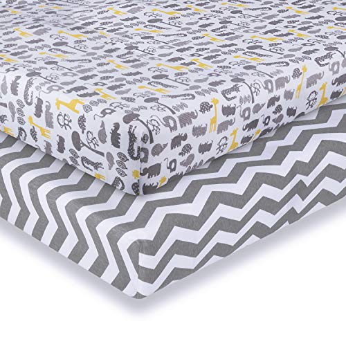 Lote 2 Sabanas Cuna 140x70x15cm, Momcozy Protector Colchon/Cubre Cunas Bebe/Aabanas Cama 100% Algodón. Ajustables con Gomas