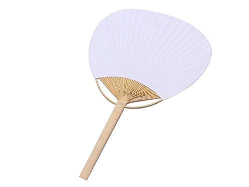 Lote de 20 Pai Pai Bambú Papel - Abanicos Baratos Amazon Rafia Mimbre Chinos (Blanco)