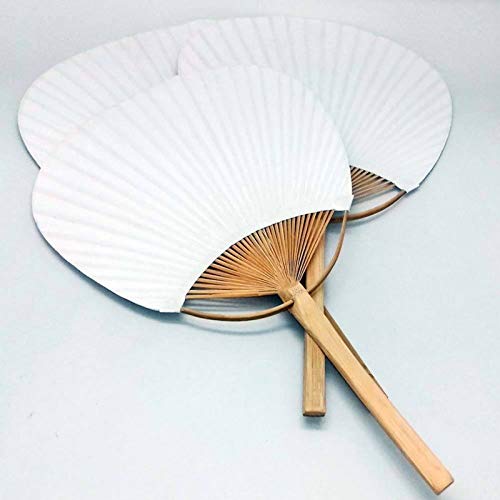 Lote de 50 Pai Pais Bambú BLANCO - Pai Pai Abanicos Madera Bambú Rafia Chinos Baratos para Detalles de Bodas Invitadas