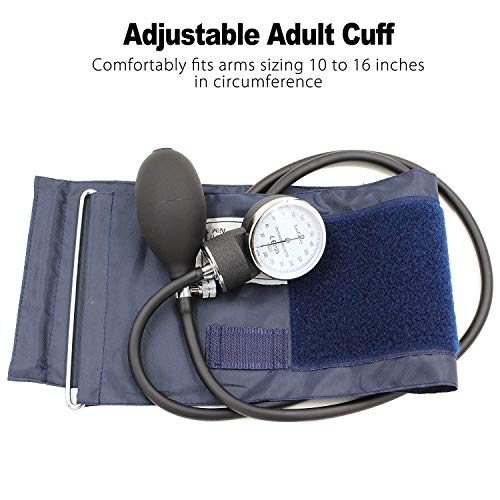 LotFancy Esfigmomanómetro Aneroide Profesional con Estetoscopio, Tensiómetro de Brazo Manual con Estuche de Cremallera, Un Buen Ayudante para Monitor la Presión Arterial, Tamaño Adulto (25.4-40cm)