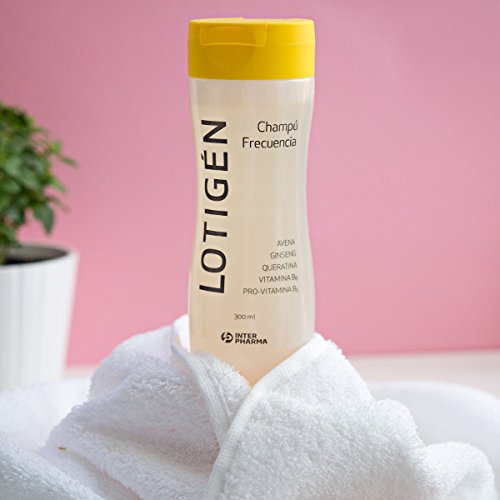 LOTIGÉN – Champú suave 100% natural de uso frecuente, diseñado para la higiene diaria del cabello. Champú con queratina, avena y vitaminas para cabello dañado, frágil y fino – 300 ml