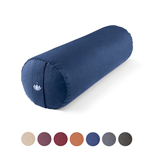 Lotuscrafts Bolster Yoga Rodillo para Yin Yoga Ø24 cm - Relleno de Espelta - Cubierta en Algodon Lavable- Cojin Yoga Rodilla - Rulo Pilates o Yoga - Bolster Yoga Algodon - Certificado Gots