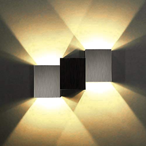 Louvra Apliques de Pared Lámpara de Pared en Moda de Puro Aluminio 2 LED 6W, Iluminación de Pasillo, Entrada, Dormitorio, Decoración Hogar, Blanco Cálido