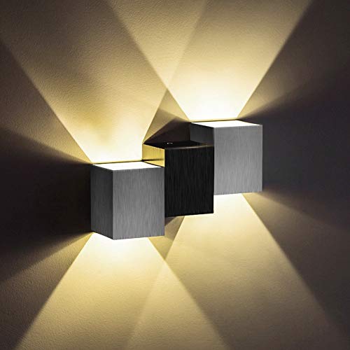 Louvra Apliques de Pared Lámpara de Pared en Moda de Puro Aluminio 2 LED 6W, Iluminación de Pasillo, Entrada, Dormitorio, Decoración Hogar, Blanco Cálido