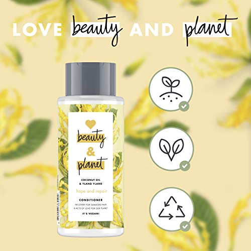 Love Beauty And Planet Hope & Repair Acondicionador para cabello dañado Coconut Oil & Ylang Ylang Flower sin silicona, 1 unidad (400 ml)