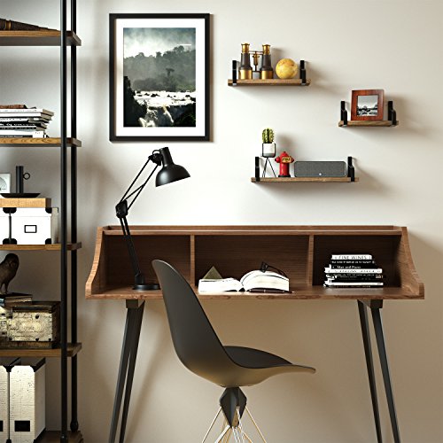 Love-KANKEI® Estantes de Pared Juego de 3 Estantes Flotante Madera y Hierro Carga Máxima 20 Kg para Sala de Estar Oficina de Oficina Cuarto de baño o Cocina