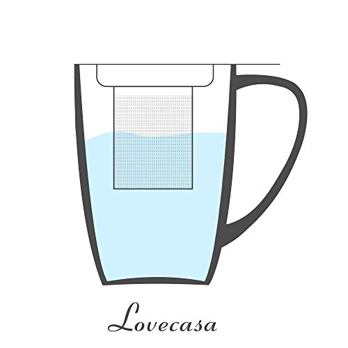 LOVECASA Tazas de Té con Tapa y Filtro Acero inoxidable 450 ML, Tisana de Porcelana Verde